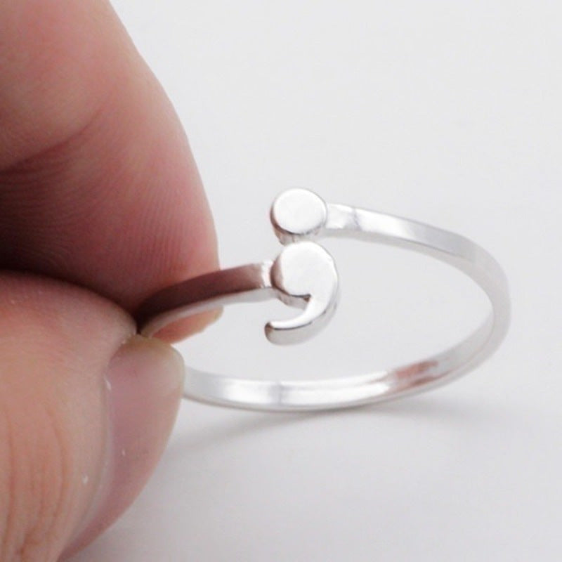 Simple Fashion Inspiration Ring Creative Semicolon Design