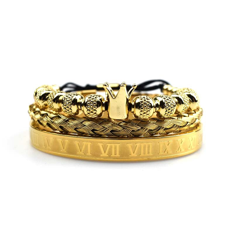 Luxury Roman Royal Crown Charm Bracelet Men Jewelry Gift