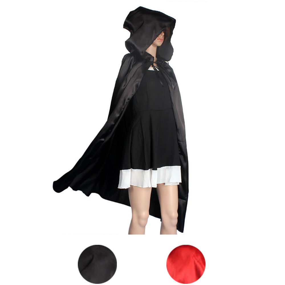 Halloween Black Hooded Magic Cloak