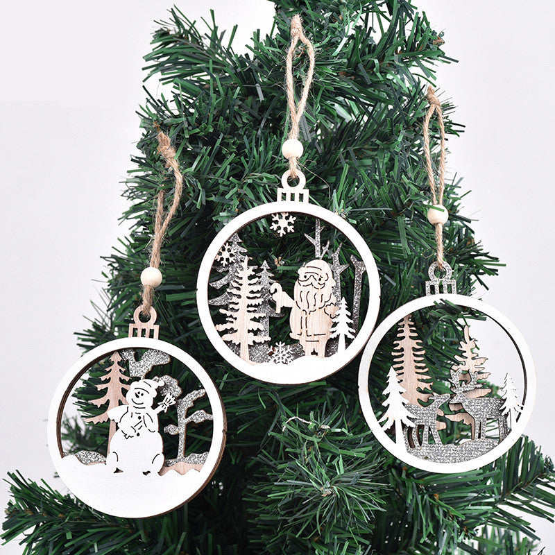 Christmas Decoration Gifts Wooden Round Pendant Ideas