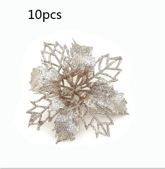 Glitter Artifical Christmas Flowers Christmas Tree Decorations