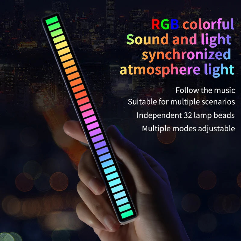 Led Sound Control Light Bar RGB Ambient Pickup Rhythm Lamp