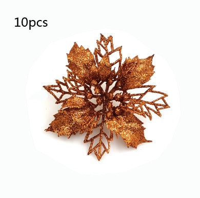 Glitter Artifical Christmas Flowers Christmas Tree Decorations