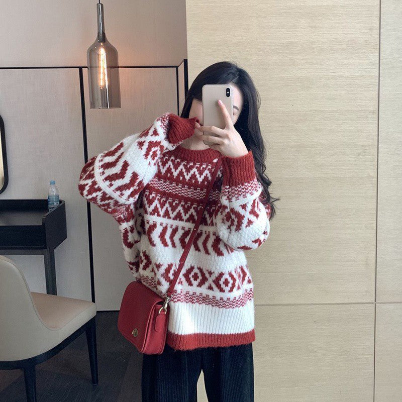Loose Pullover New Year Sweater Top