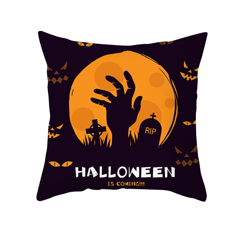 Halloween Pumpkin Letter Fleece Cushion Cover