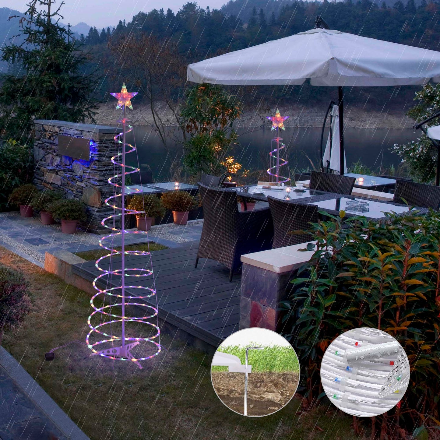 New Style LED Spiral Christmas Tree Light Christmas Spiral Tree Indoor And Outdoor Decoration Lights