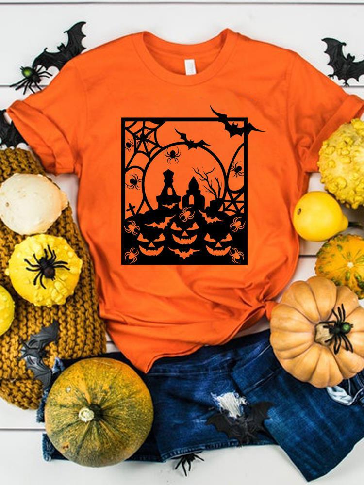 Halloween Thanksgiving Women's Summer Graphics T-Shirt Clothes