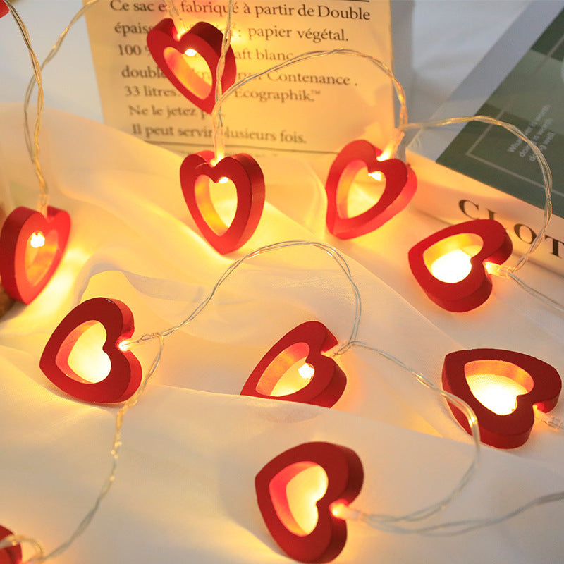 Love Heart String Lights Valentine's Day Wood Light