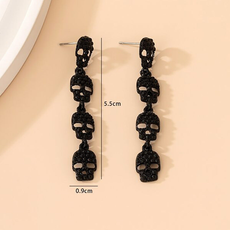 Fashion Exaggerated Halloween Skull Dark Earrings