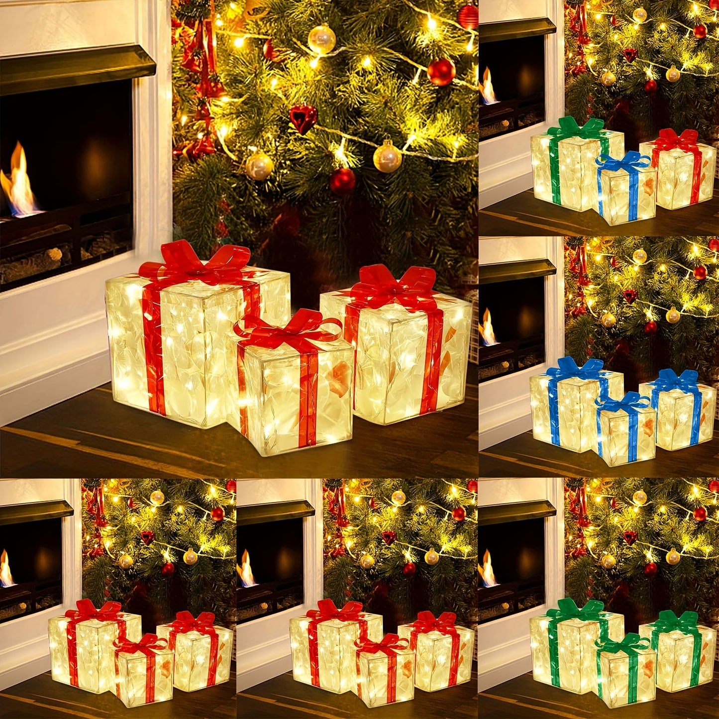 New Christmas Gift Box 3-piece Folding Christmas Gift Box Light