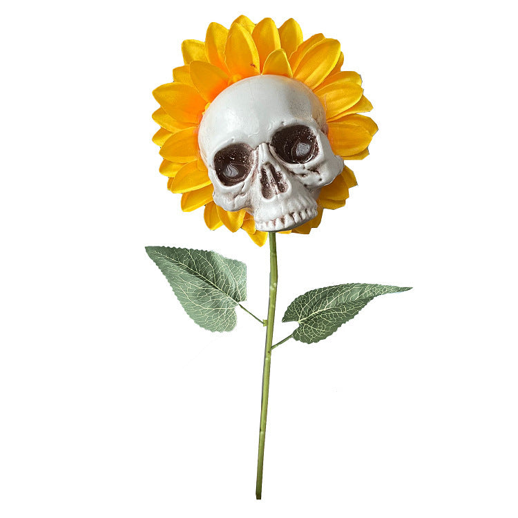 Skull Sunflower Halloween Decoration Atmosphere Garden