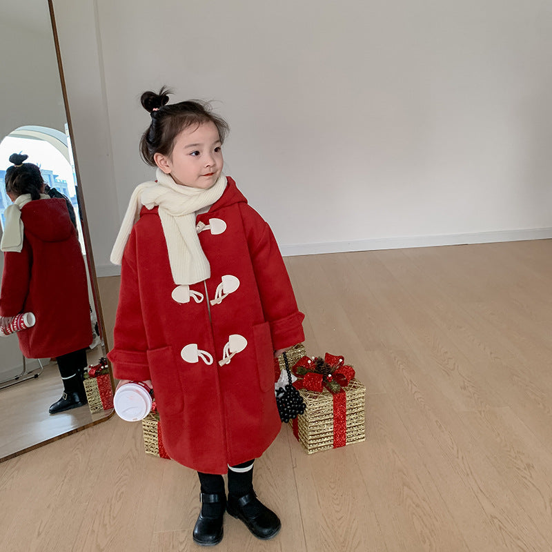 Children's New Year Quilted Horn Button Coat