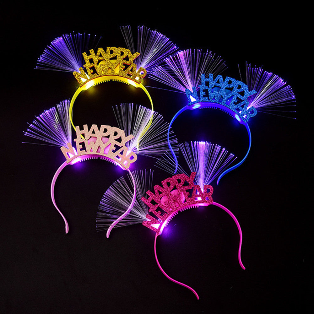 Luminous Fiber Headband Happynewyear New Year Christmas