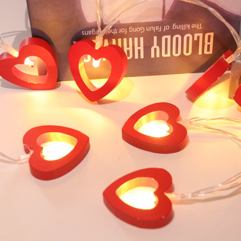 Love Heart String Lights Valentine's Day Wood Light