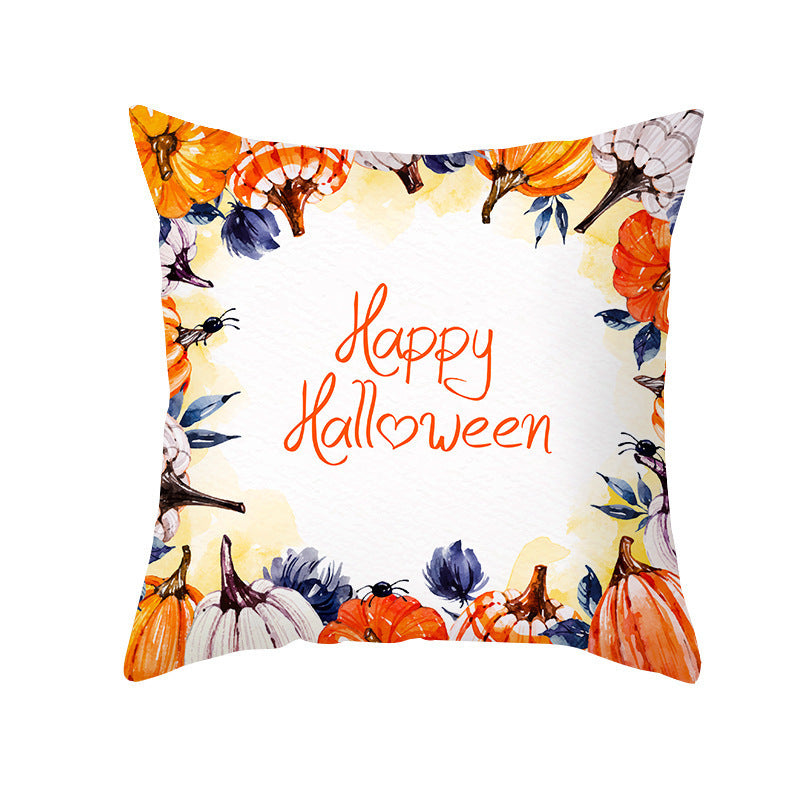 Halloween Pumpkin Letter Fleece Cushion Cover