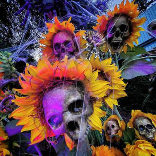 Skull Sunflower Halloween Decoration Atmosphere Garden