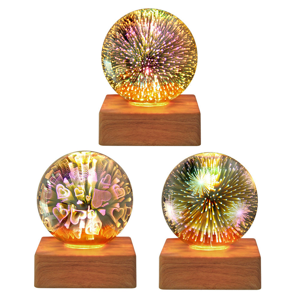 USB 3D Firework Crystals Ball Night Light  Plug In Romantic Star