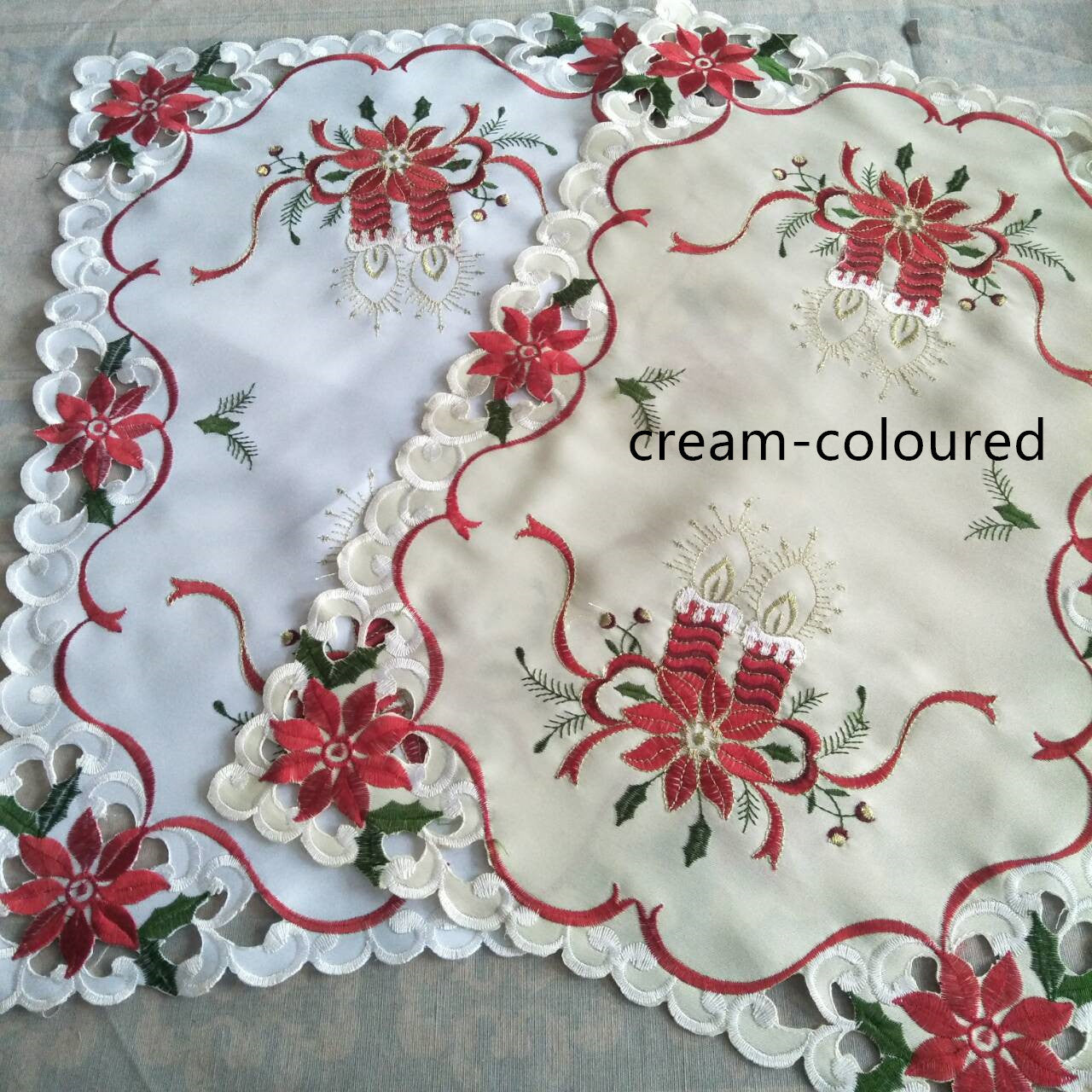 Christmas Embroidered Tablecloth Round Cover Towel