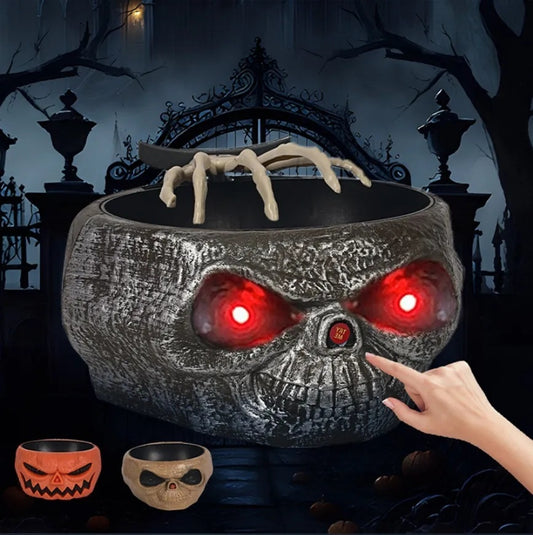 Halloween Candy Bowl Plastic Pumpkin Bowl With Motion Activated Hand