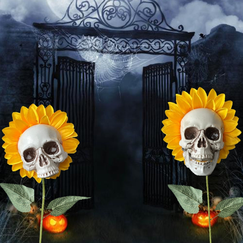 Skull Sunflower Halloween Decoration Atmosphere Garden