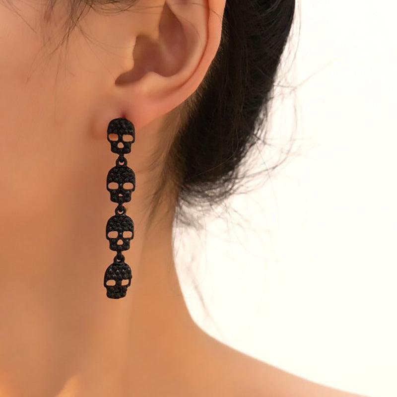 Fashion Exaggerated Halloween Skull Dark Earrings