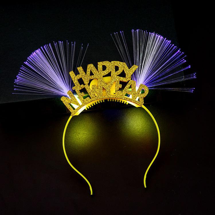 Luminous Fiber Headband Happynewyear New Year Christmas