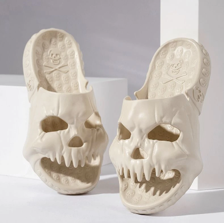 Personalized Skull Design Halloween Slippers Bathroom