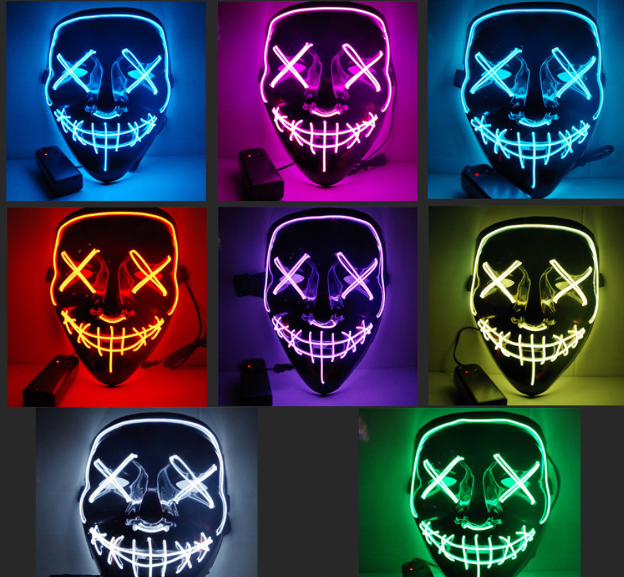 Black V Halloween Horror Glowing Mask