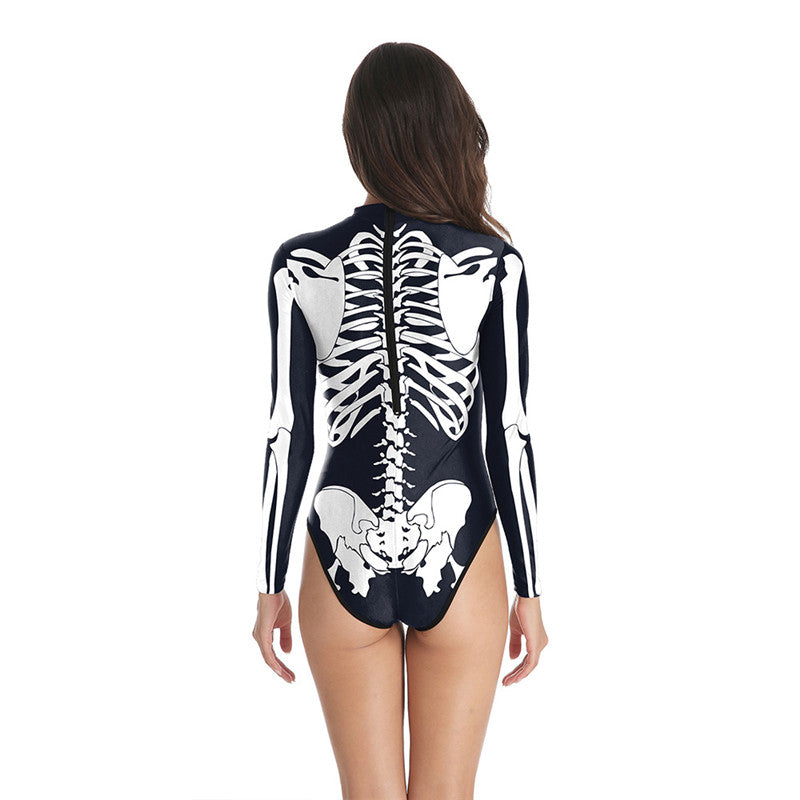 Halloween Water Park Human Body Tissue 3D Digital Printing Long-sleeved Tight Swimsuit