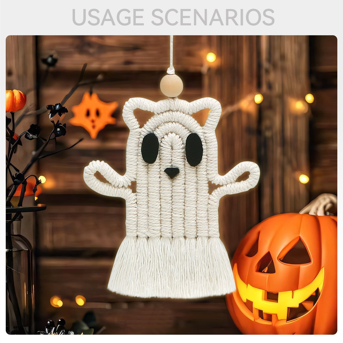 Halloween Ornaments Hand-woven Cute Ghost Pendant