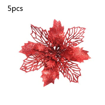 Glitter Artifical Christmas Flowers Christmas Tree Decorations