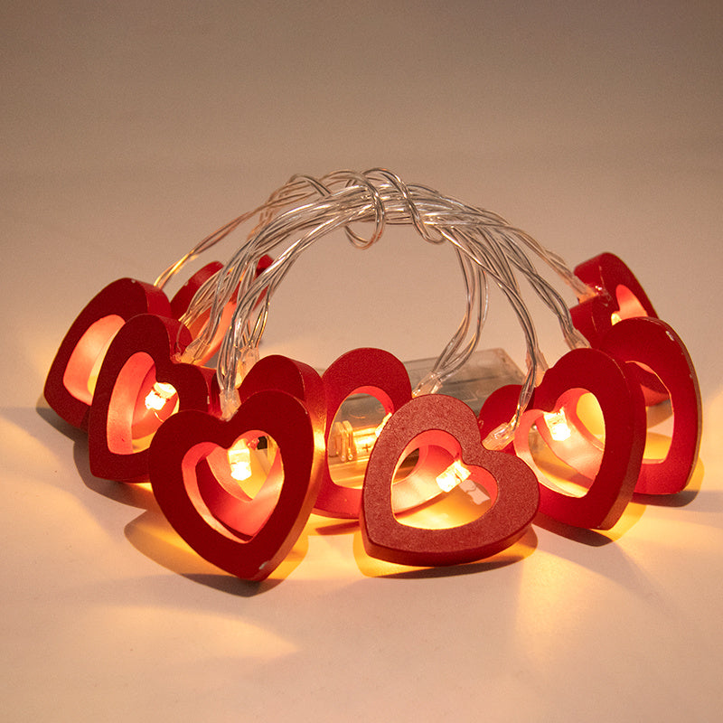 Love Heart String Lights Valentine's Day Wood Light