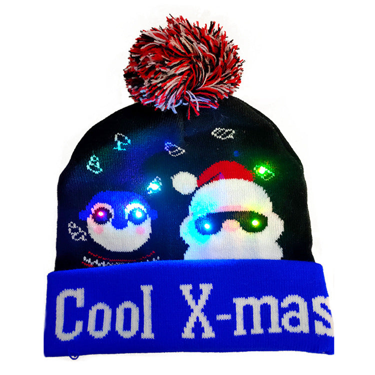LED Christmas Hat Sweater Knitted Beanie Christmas Light Up Knitted Hat