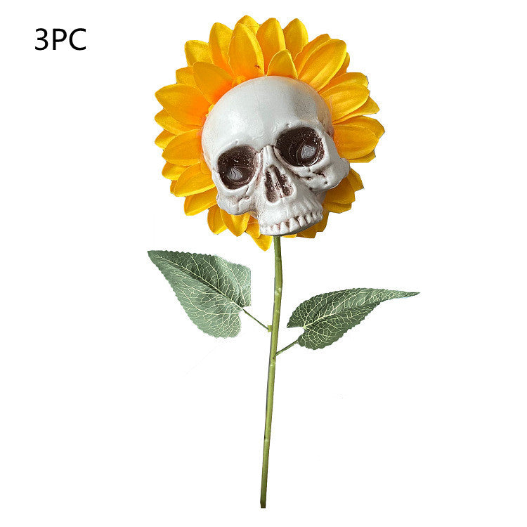 Skull Sunflower Halloween Decoration Atmosphere Garden