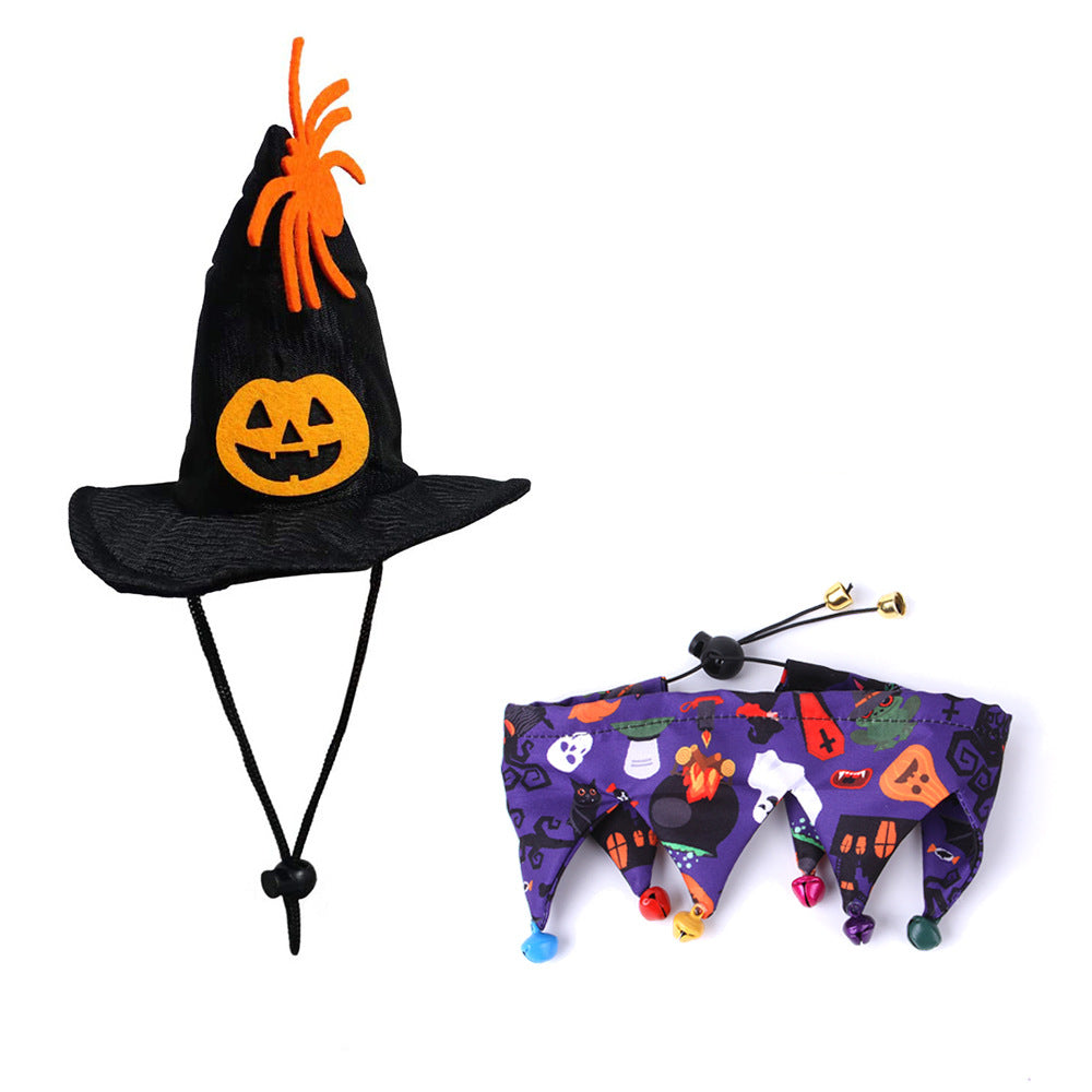 Halloween Hat And Scarf Set Skull Pattern Cat Cape Hat Set