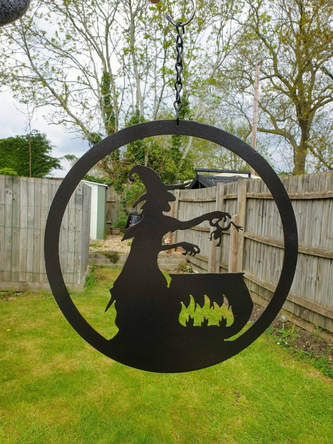Wrought Iron Halloween Witch Ornament