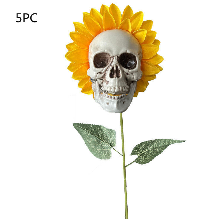 Skull Sunflower Halloween Decoration Atmosphere Garden