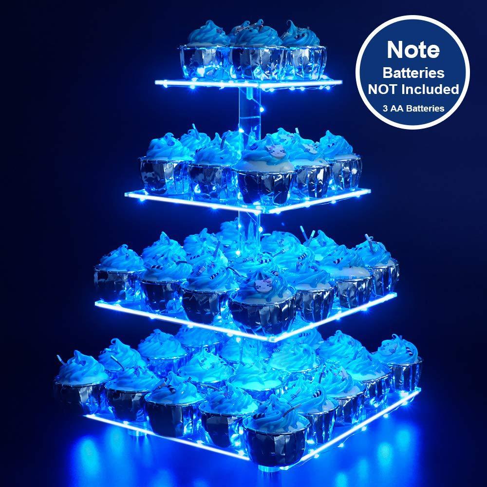 4-layer Thickened Square Acrylic Luminous Cake Stand Led Lights