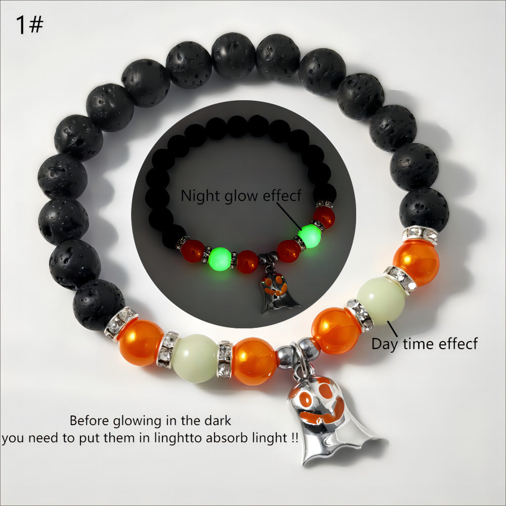 Halloween Gift Luminous Little Ghost Natural Volcano Bracelet