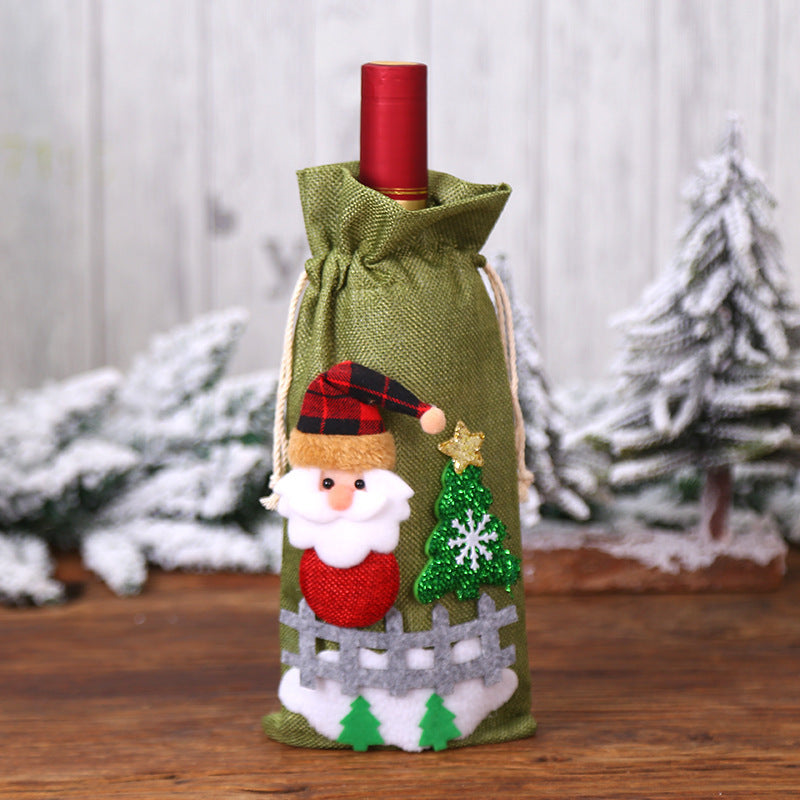 Decorative Christmas Linen Bottle Set Cute