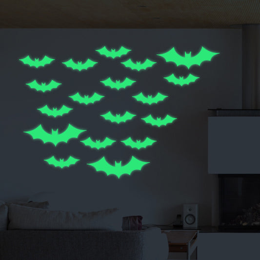 Halloween Carved Luminous Stickers Bloodsucking Bat Witch Pumpkin Festival Decoration Fluorescent Sticker