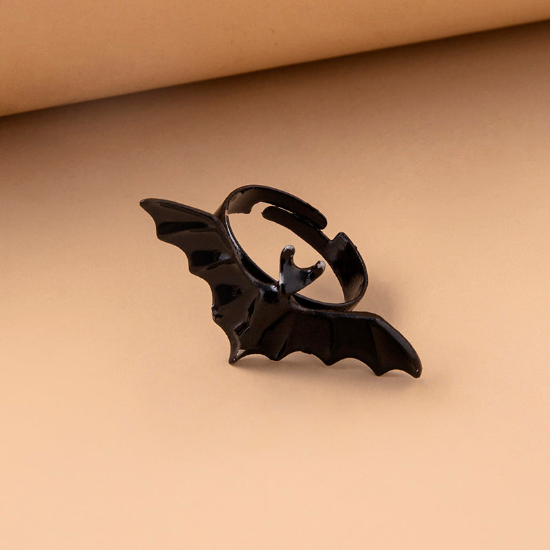 Halloween Black Alloy Vampire Bat Ring