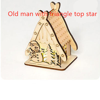 Christmas Decoration Wooden House Children's Handmade