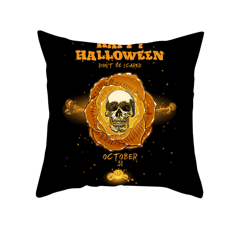 Halloween Pumpkin Letter Fleece Cushion Cover