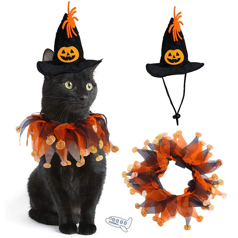 Halloween Collar Children Witch Hat Pet Dog Cat Funny Party Cospl