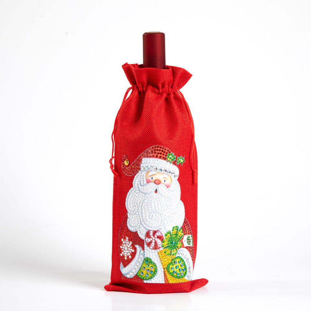 Christmas Gift Diamond Painted Red Wine Bag