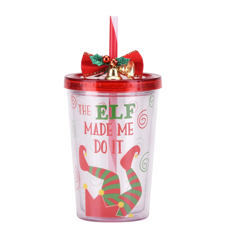 Christmas Double Layer Plastic Drinking Straw