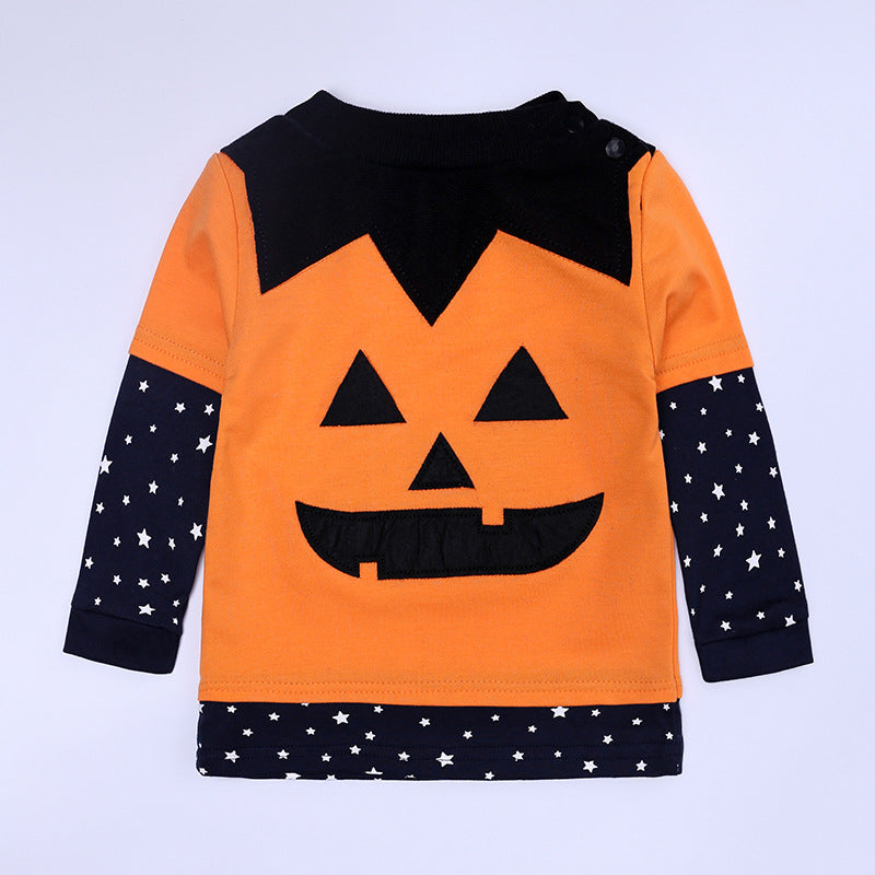 Children's Halloween Pumpkin Set Baby Long Sleeve Trousers Hat Cloak Four Pieces