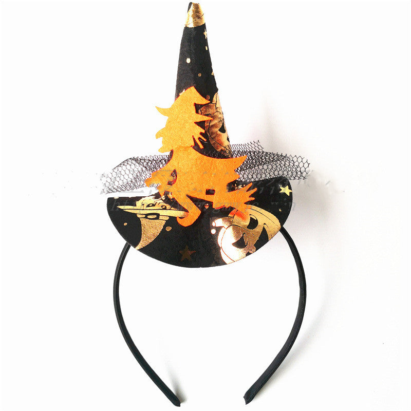 Halloween Witch Headband Spider Skull Witch Hat Decoration Supplies Bat Headdress