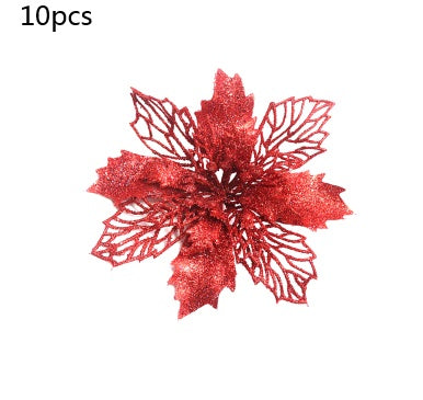 Glitter Artifical Christmas Flowers Christmas Tree Decorations